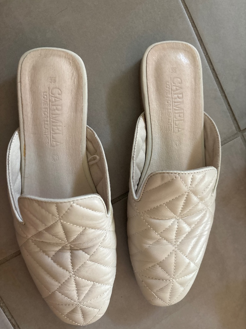 Cream color leather flats
